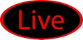 black-red signs with the word `live` in red letters